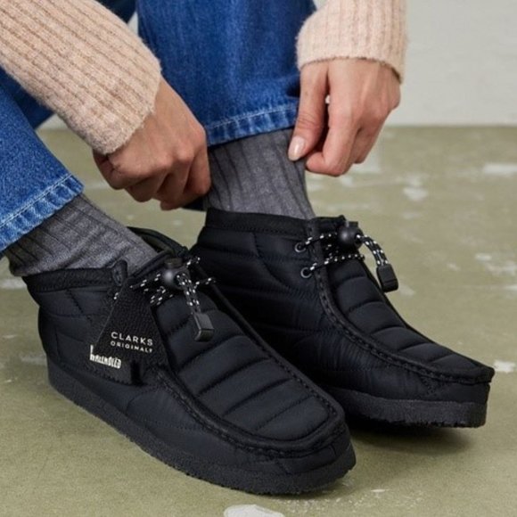 Clarks Originals Quilted Wallabee Boots Nylon Booties Black Size 7 NEW - Picture 1 of 7
